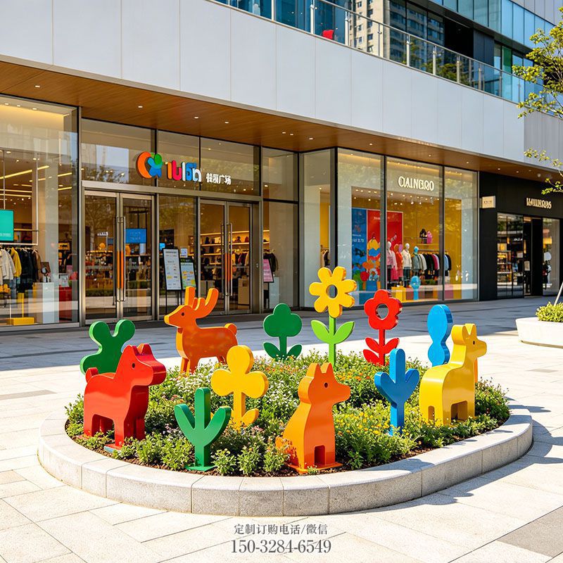 小品实景-公园不锈钢门头雕塑文化