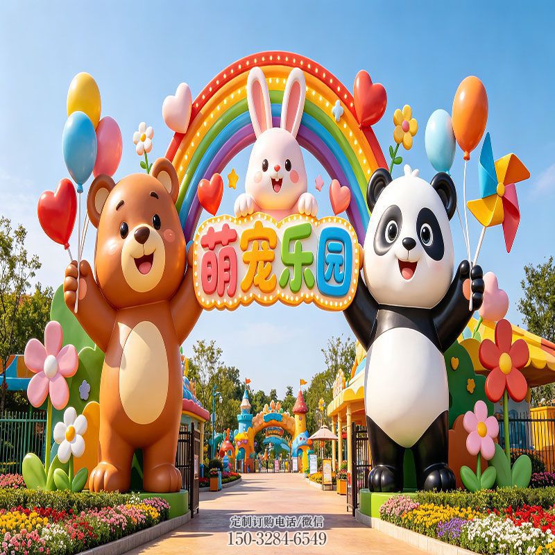 几何类型-静态玻璃钢门头雕塑街景