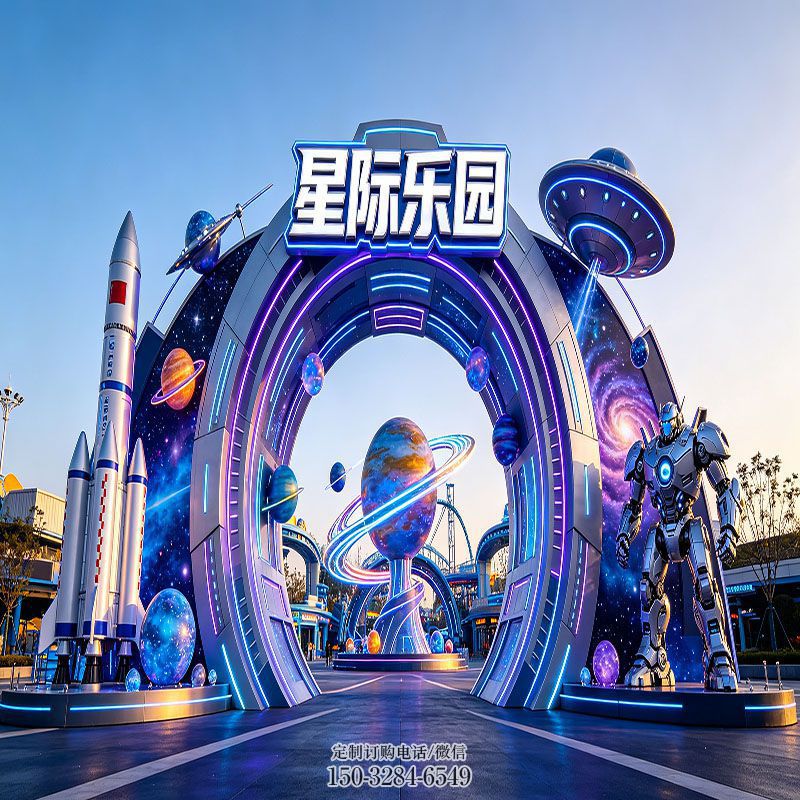 酒店结构-园林玻璃钢门头雕塑成品